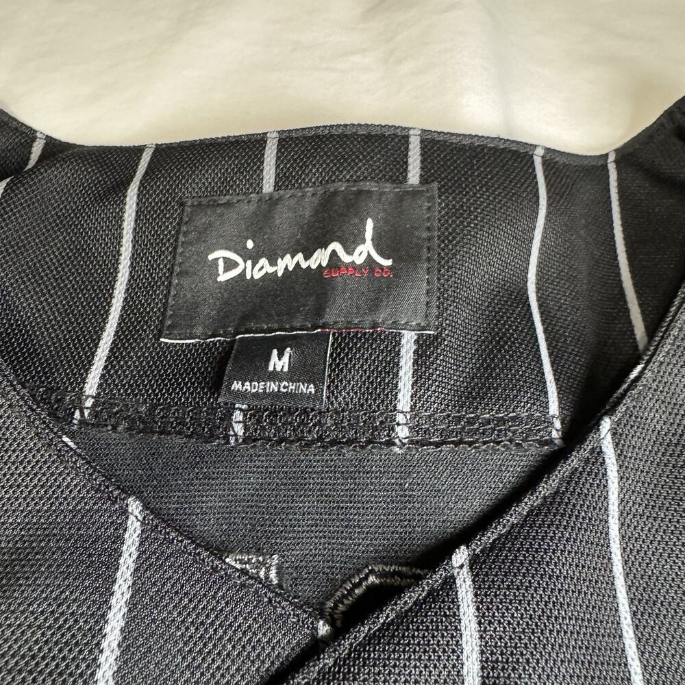 Diamond Supply Co Baseball Jersey Men's Medium Black Pinstripe 98 Button Up - Picture 3 of 7